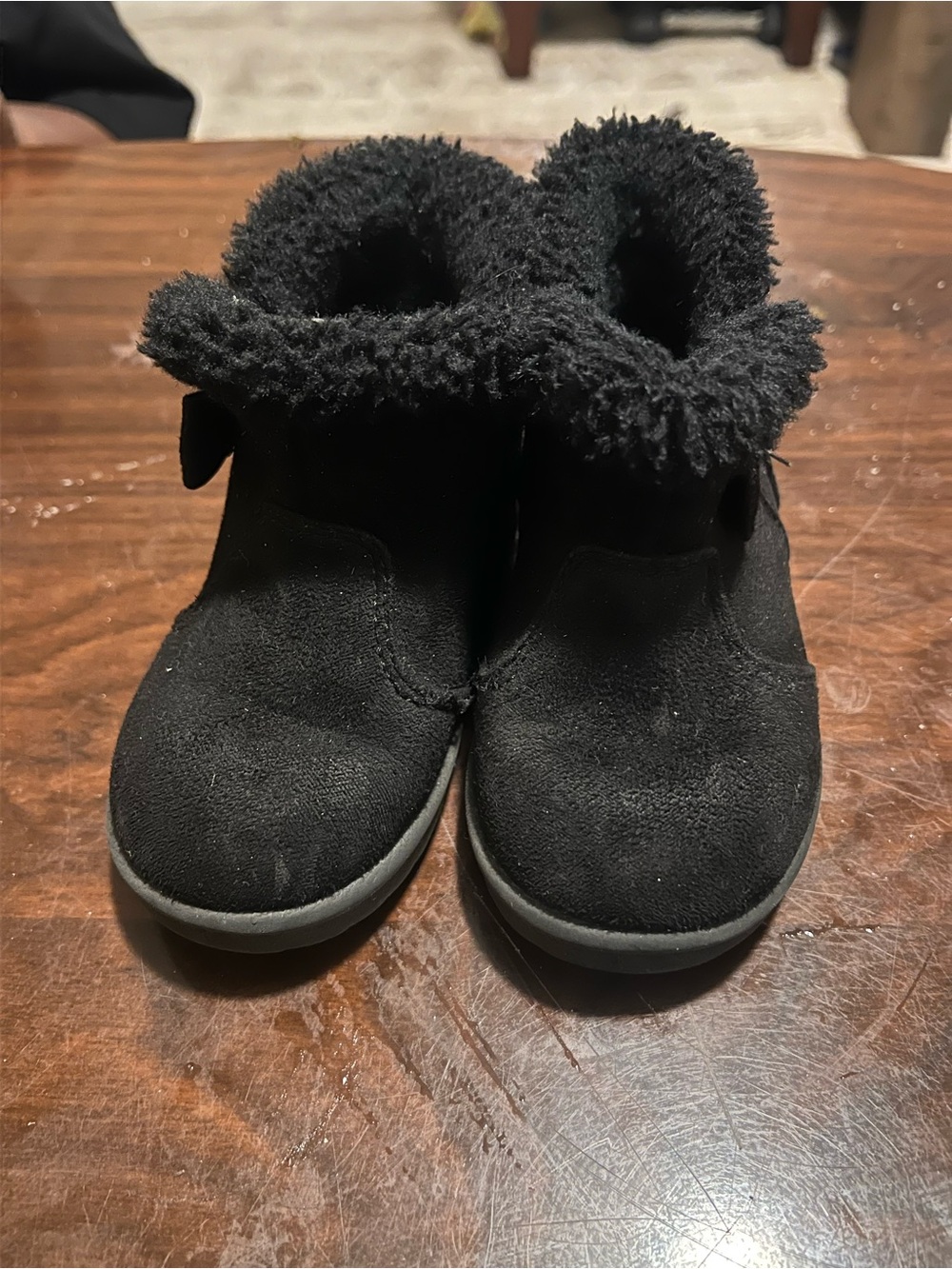 Kids Black Faux-Suede Cozy Winter Boots